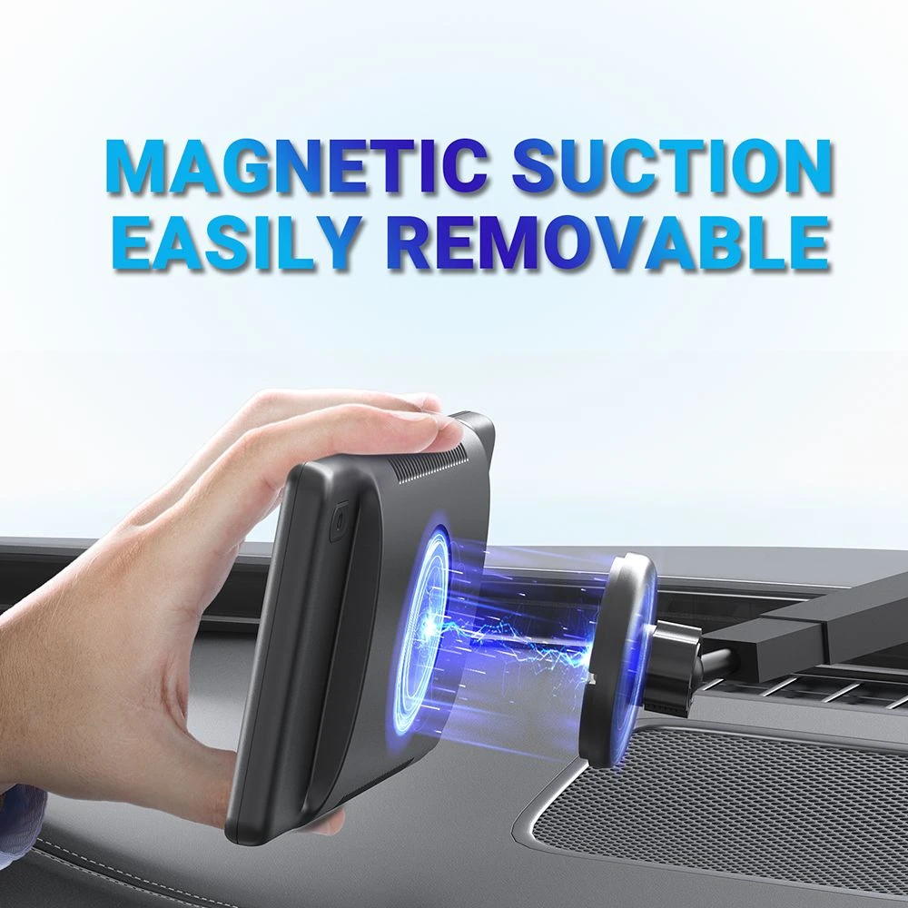 MINIX CP89-HD Tragbares kabelloses CarPlay/Android Auto-Display, 60 FPS 8,9 Zoll 1920 x 720 IPS-Touchscreen, magnetische Saugnapf, Plug-and-Play, Dual Bluetooth/3,5 mm AUX/FM-Transmitter/Eingebauter Lautsprecher, Tastensteuerung, Umgebungslicht