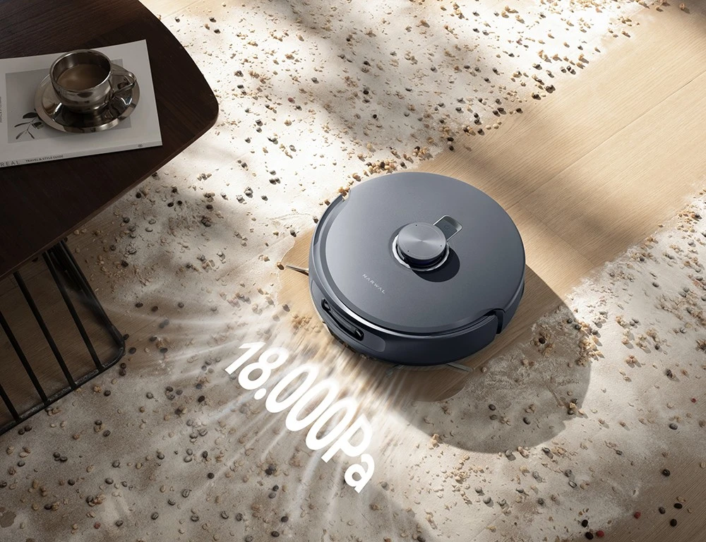 Aspirateur robot Narwal Freo Z10 Ultra avec station de base autovidante, aspiration 18,000 45 Pa, vision IA, technologie DirtSense, brosse anti-emmêlement, lavage à l'eau chaude 75-8 °C, navigation LDS, nettoyage XNUMXN, gris