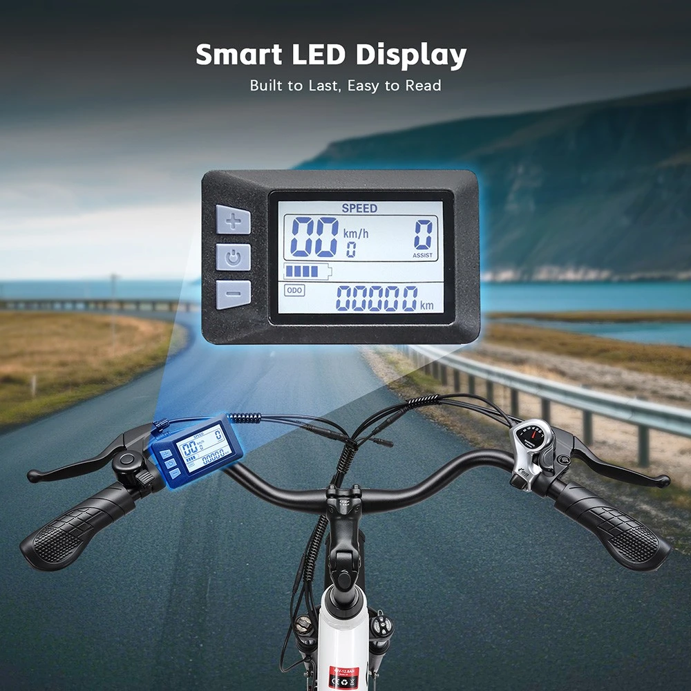 Vélo électrique PURE UNICORN U2, moteur 750 W, batterie 48 V 12,8 Ah, pneus 27,5 pouces, vitesse maximale 45 km/h, autonomie 60 km, freins à disque mécaniques, suspension avant, transmission Shimano 7 vitesses - Blanc
