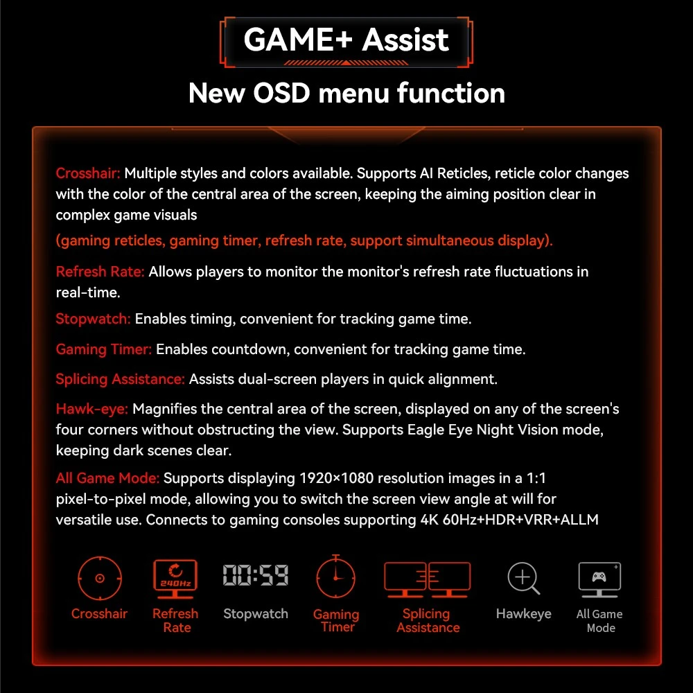 TITAN ARMY P2510S PLUS Gaming Monitor, 24.5 inch 2560*1440 FAST IPS Screen, 240Hz Refresh Rate, HDR500, 123% sRGB, Adaptive-Sync, Game+ Assist, PIP/PBP Display, Dynamic OD, 12 Scenario Modes, Low Blue Light, 2*HDMI2.0, 2*DP1.4, 1*Audio out