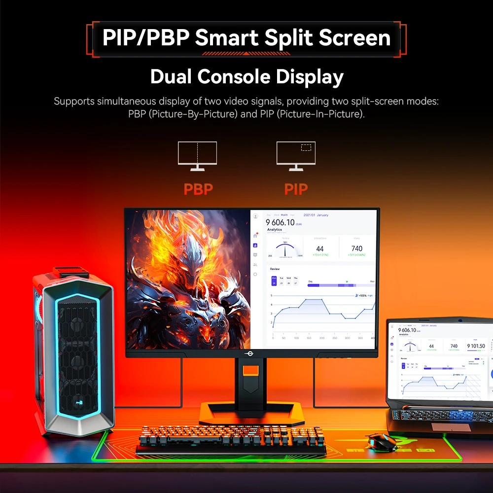 TITAN ARMY P2510S PLUS Gaming Monitor, 24.5 inch 2560*1440 FAST IPS Screen, 240Hz Refresh Rate, HDR500, 123% sRGB, Adaptive-Sync, Game+ Assist, PIP/PBP Display, Dynamic OD, 12 Scenario Modes, Low Blue Light, 2*HDMI2.0, 2*DP1.4, 1*Audio out