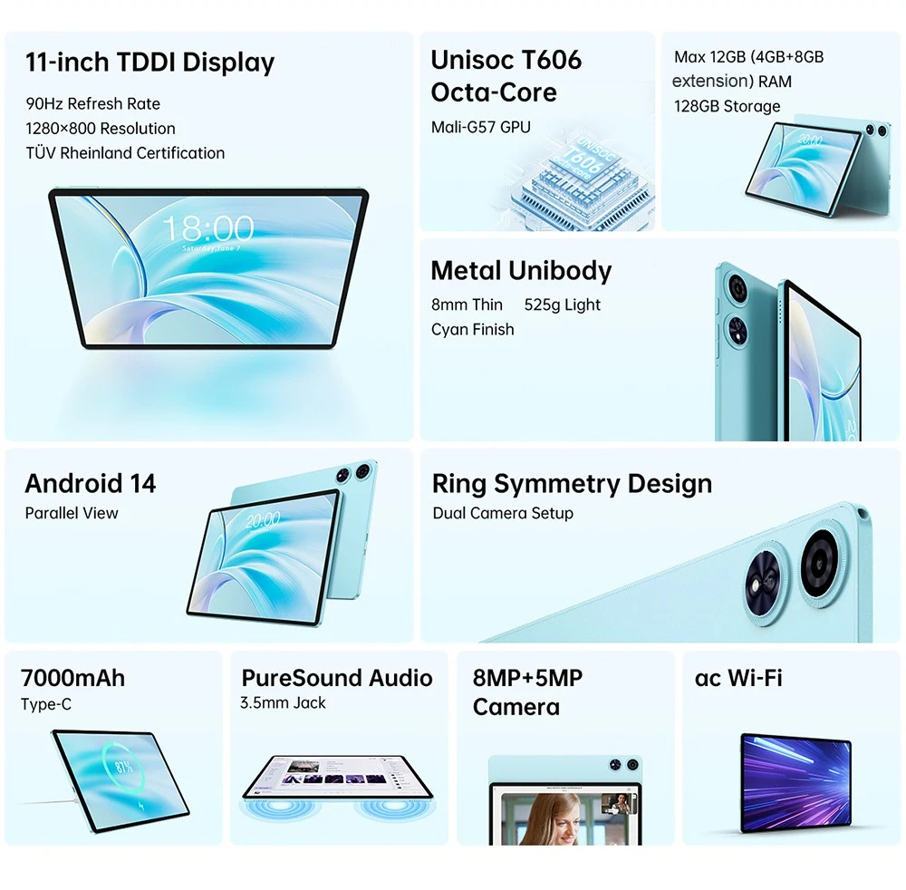 Teclast P50 tablet doboza és tartozékai