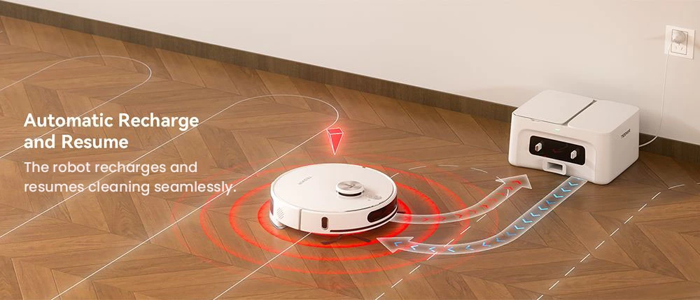 Tesvor S8 Max Robot Vacuum Cleaner, 3-in-1 Vacuum/Sweep/Mop, 8000Pa Super Suction, Up to 180min Runtime, Self-emptying, 2.5L Large Dust Bag, Remote/APP Control, LiDAR Navigation