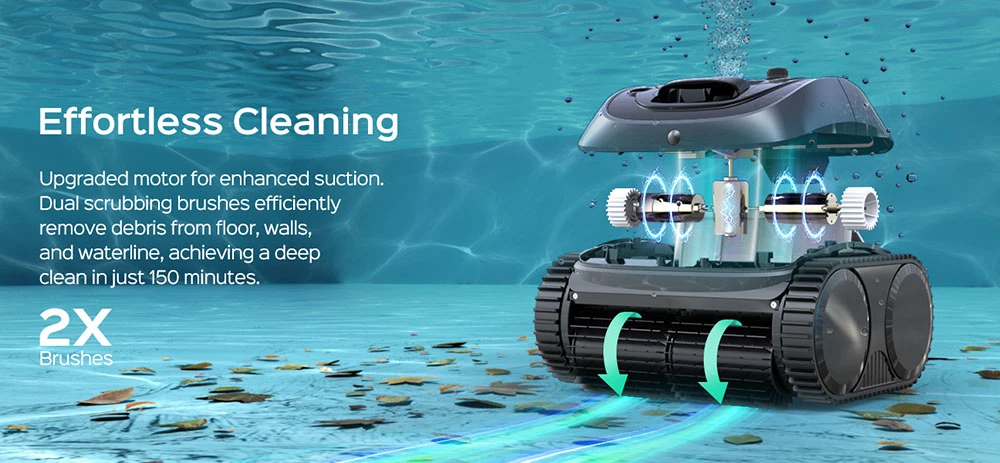 WYBOT C1 Cordless Robotic Pool Cleaner, 150min Runtime, Wall Climbing, Intelligent Route Planning, APP Control, for Pools up to 1,615 Sq.ft, Gray-green