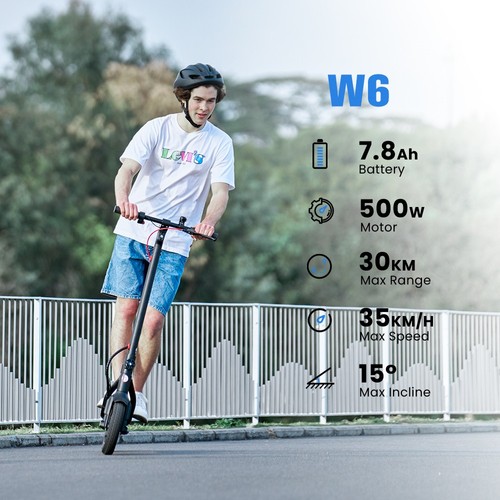 iScooter W6 Folding Electric Scooter, 500W Motor, 36V 7.8Ah Battery, 10 inch Tires, 35km/h Max Speed, 30km Range, Rear Disc Brake, LCD Display