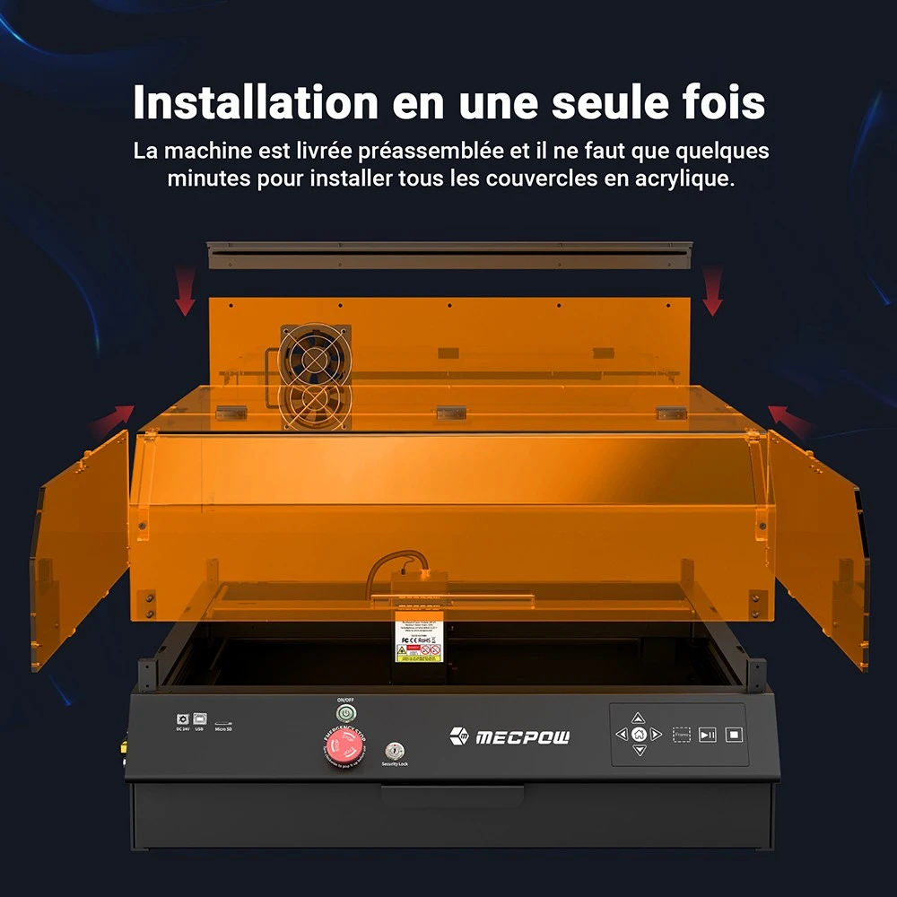 Mecpow X4 Pro 40W Graveur Laser, Classe 1 FDA, Avec Caméra, 400*398mm