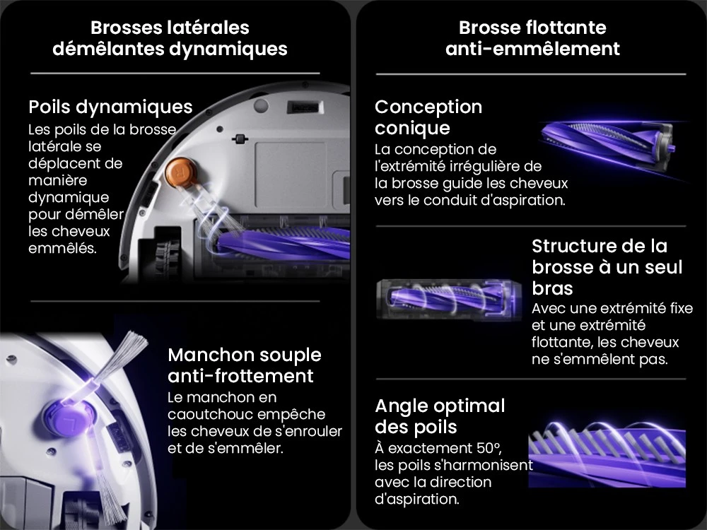 Aspirateur robot laveur NARWAL Freo Z10, anti-emmêlement, aspiration 15 000 Pa, s'adapte aux zones difficiles d'accès, autovidage, lavage et séchage à la serpillière, évite les obstacles, pour poils d'animaux et sols durs, blanc
