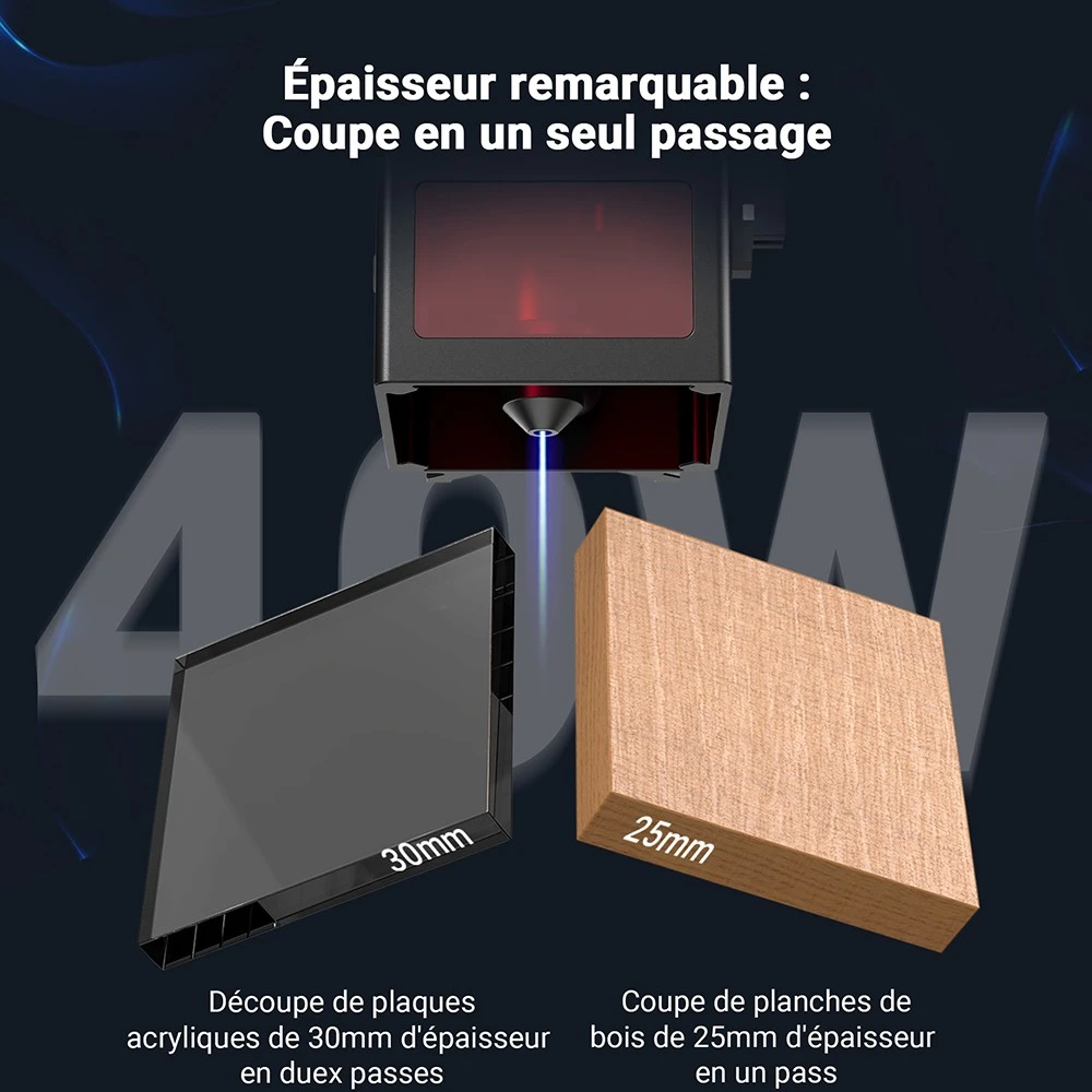 Mecpow X4 Pro 40W Graveur Laser, Classe 1 FDA, Avec Caméra, 400*398mm