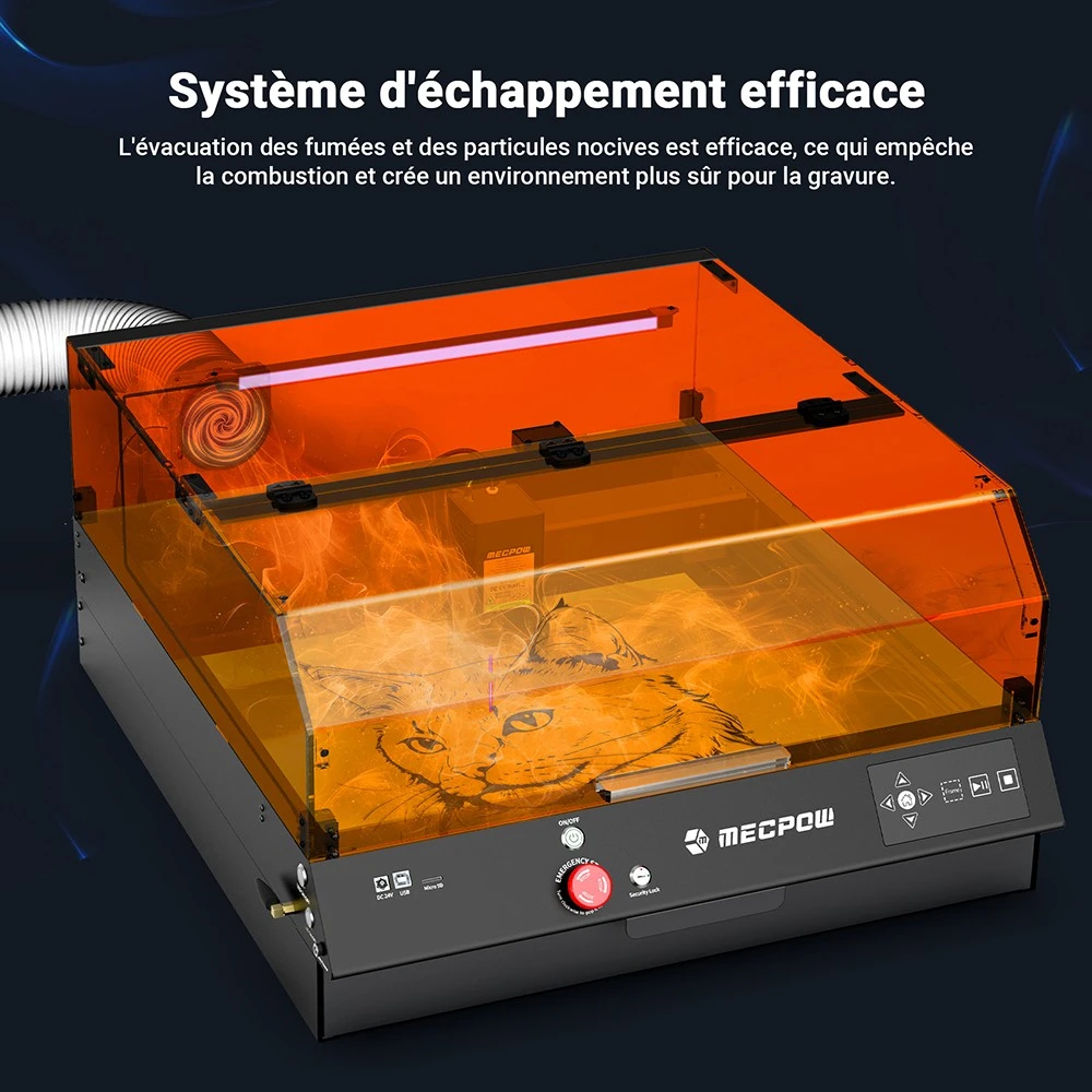 Mecpow X4 Pro 40W Graveur Laser, Classe 1 FDA, Avec Caméra, 400*398mm
