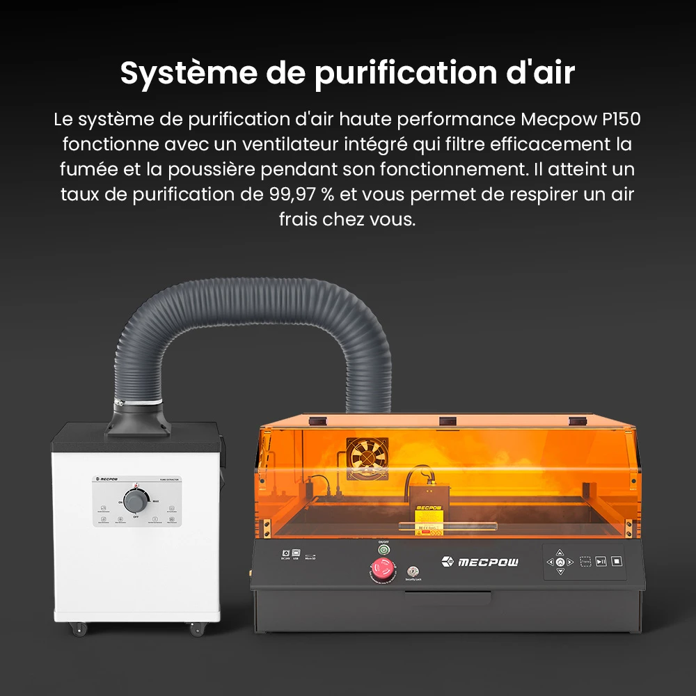 Mecpow X4 Pro 40W Découpeuse Laser Classe 1 FDA, Caméra IA, 30000mm/min, 400*398mm