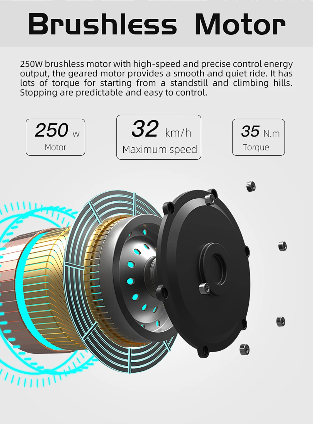 Bicicletta elettrica AVAKA R1, motore da 250 W, batteria da 36 V 7.8 Ah, pneumatici da 700 C, velocità massima 32 km/h, autonomia massima 45 km, freno a disco meccanico, Shimano a 7 velocità, display LCD intelligente - Bianco