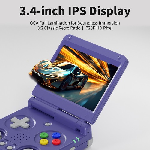 ANBERNIC RG34XXSP Flip Game Console 64GB 256GB Blue