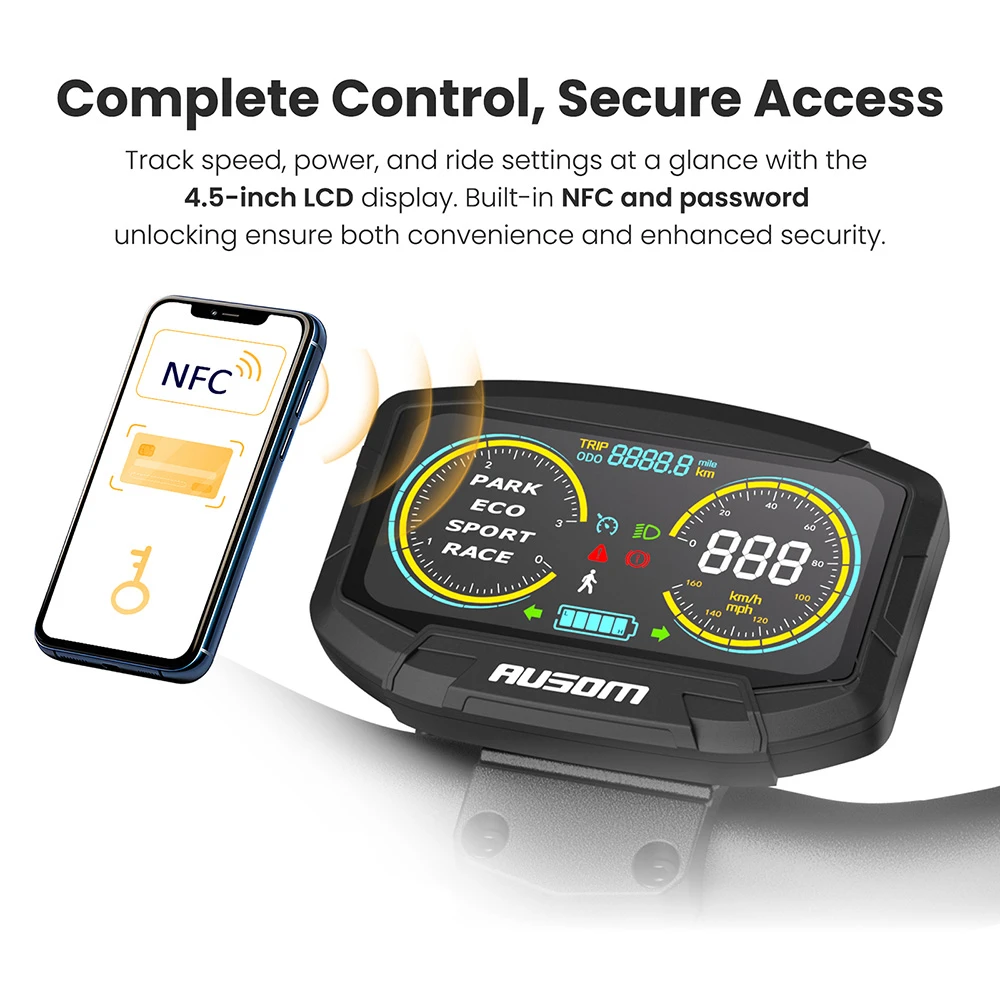 Ausom L1 Electric Scooter, 800W Motor, 48V 15.6Ah Battery, 10 inch Tires, 45km/h Max Speed, 70km Range, Front & Rear Disc Brakes, Dual Swingarm Suspension, NFC & Passcode Lock