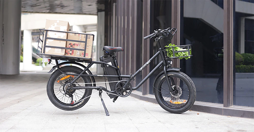 GOGOBEST GF200 Electric Bike, 500W Motor, 48V 15.6Ah Battery, 20 x 3.0 Inch Tires, Max Speed 45km/h, Max Range 80km, Mechanical Disc Brakes, Shimano 7-Speed, LCD Display - Green
