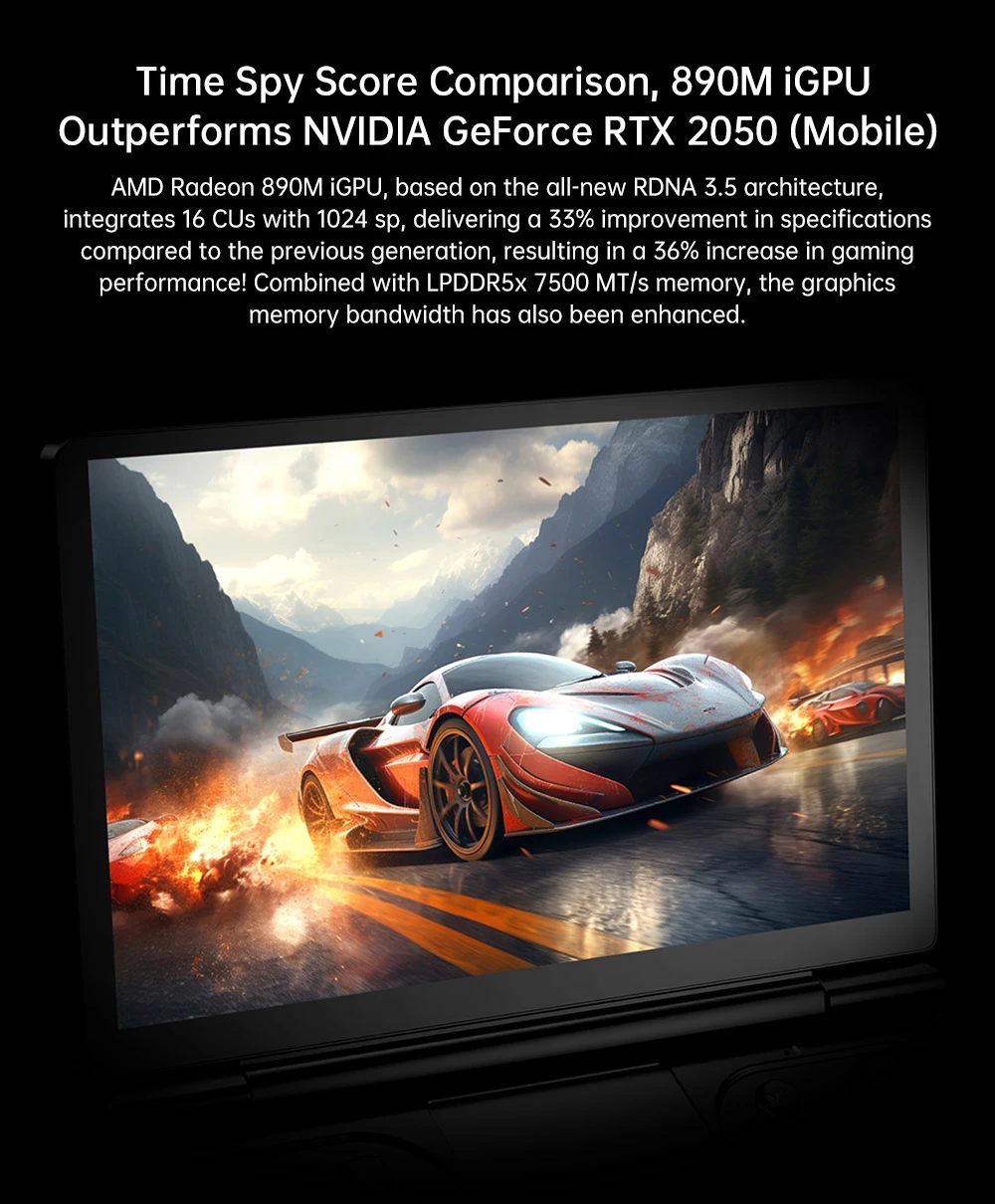 Console de jeu portable GPD WIN Mini (2025), écran 7'' 1920x1080, AMD Ryzen AI 9 HX 370 12 cœurs, fréquence max. 5,1 GHz, 120 Hz, 64 Go de RAM LPDDR5x, SSD 2 To, Wi-Fi 6E, Bluetooth 5.3, haut-parleurs hyper-linéaires, 1 port USB 4, 1 port USB 3.2 Type-C, 1 port USB Type-A, 1 port MicroSD - Noir, prise UE