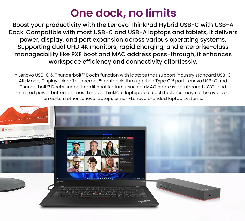 Lenovo ThinkPad Hybrid USB-C avec station d'accueil USB-A