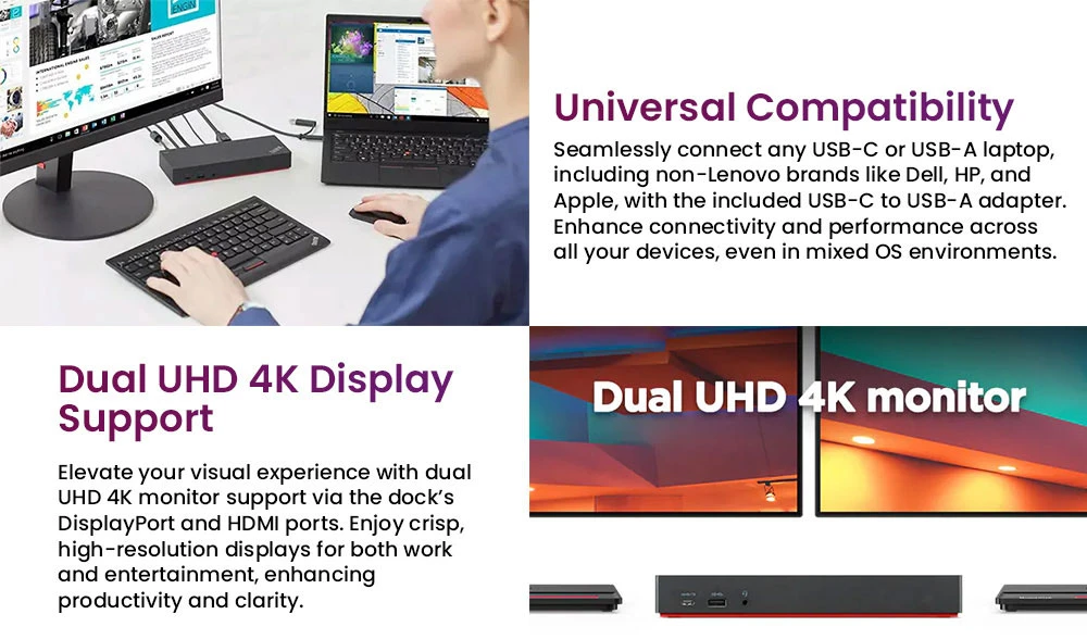 Lenovo ThinkPad Hybrid USB-C avec station d'accueil USB-A