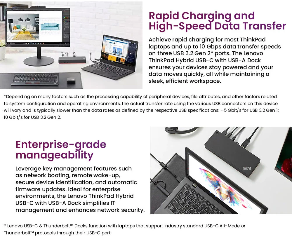 Lenovo ThinkPad Hybrid USB-C avec station d'accueil USB-A