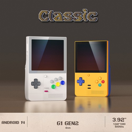Retroid Pocket Classic PKM Yellow カラー Retroid Pocket Classic Android 14 Game Console Yellow 6GB 128GB