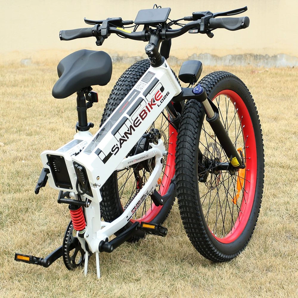 Vélo électrique Samebike LO26-Plus, moteur 1000 W, batterie 48 V 15 Ah, pneus 26 pouces, vitesse maximale 45 km/h, autonomie 100 km, freins à disque hydrauliques, double suspension réglable, Shimano 7 vitesses - Noir