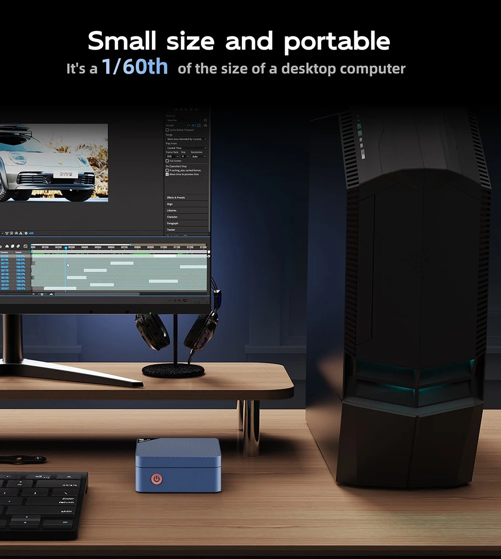 Mini PC SOYO M4, processeur Intel N150 4 cœurs, fréquence maximale : 3,6 GHz, 12 Go de RAM LPDDR5, SSD 512 Go, 2 ports HDMI + DP, triple écran 4K, Wi-Fi 5, Bluetooth 5.0, 3 ports USB 3.2, 1 port RJ45, 1 port Type-C, 1 port jack audio