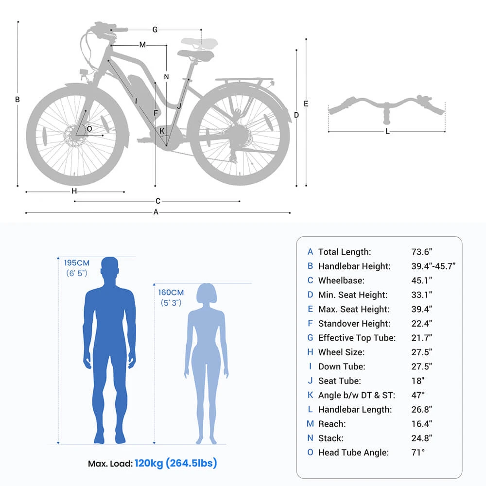 Touroll MA2 Electric Bike, 250W Mid-Drive Motor, 36V 13Ah Battery, 27.5” Tires, 25km/h Max Speed, 100km Max Range, Hydraulic Disc Brake, Suspension Fork with Lockout, Shimano 7-speed - Grey
