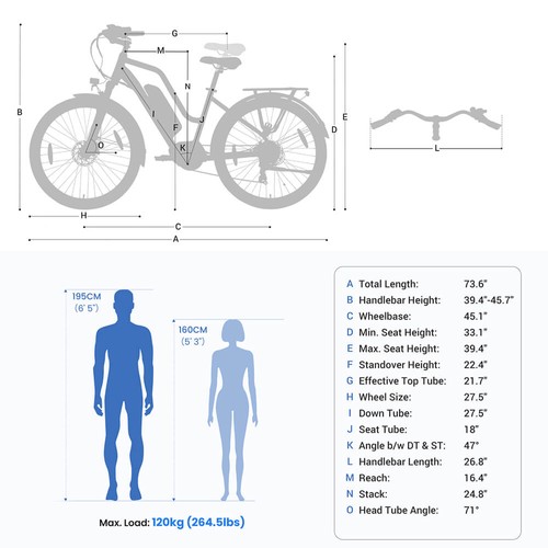 Touroll MA2 Electric Bike, 250W Mid-Drive Motor, 36V 13Ah Battery, 27.5” Tires, 25km/h Max Speed, 100km Max Range, Hydraulic Disc Brake, Suspension Fork with Lockout, Shimano 7-speed - Grey