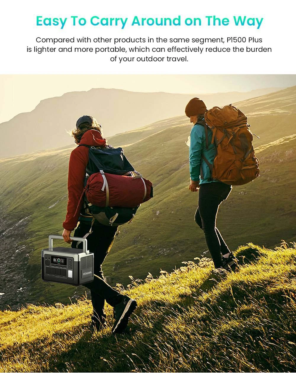 OUKITEL P1500 Plus Station d'Énergie Portable, 1800W 1536Wh Générateur Extérieur, Batterie LiFePO4 (4000 Cycles), Contrôle par APP