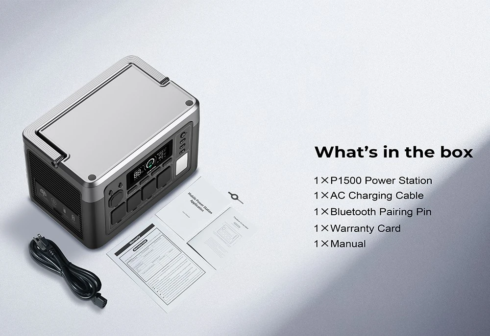 OUKITEL P1500 Plus Portable Power Station, 1800W 1536Wh Outdoor Generator, 4000 Cycles LiFePO4, APP Control