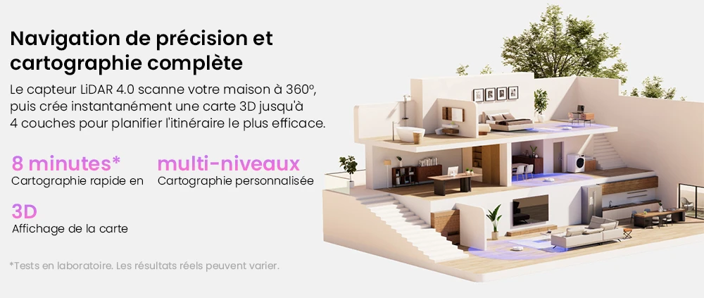 Aspirateur robot laveur NARWAL Freo Z10, anti-emmêlement, aspiration 15 000 Pa, s'adapte aux zones difficiles d'accès, autovidage, lavage et séchage à la serpillière, évite les obstacles, pour poils d'animaux et sols durs, blanc