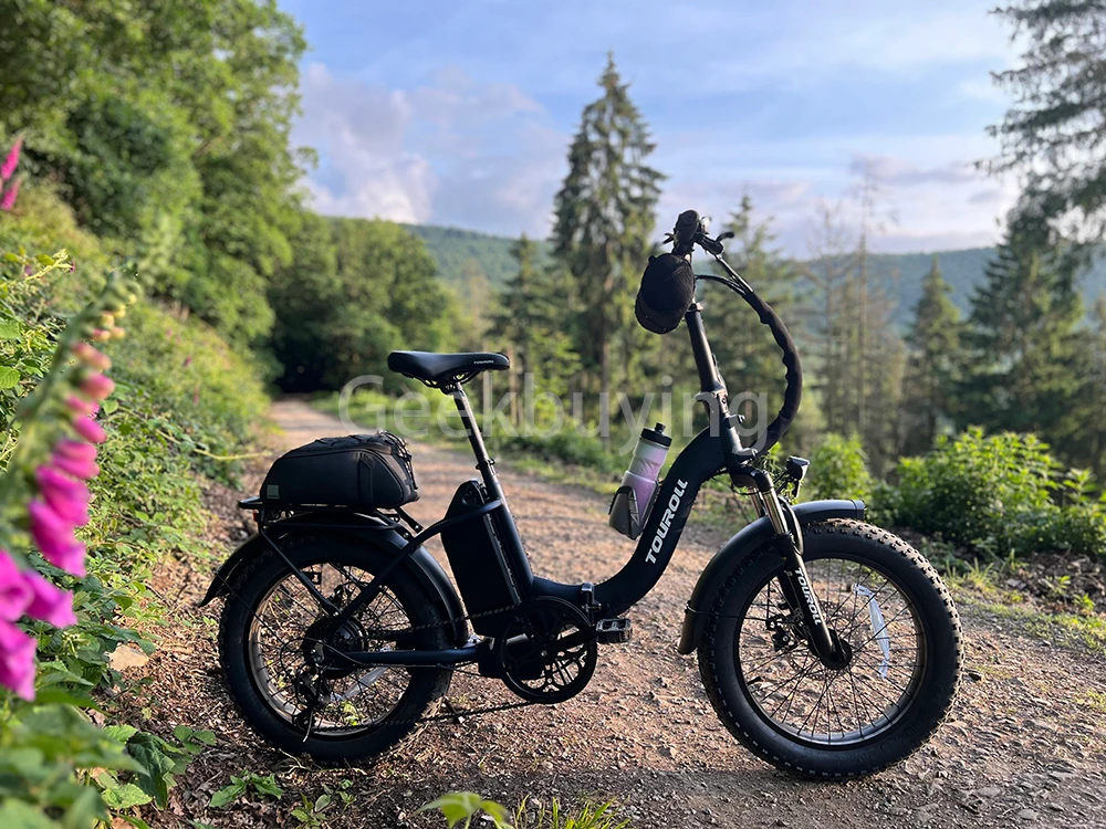 Touroll S2 Vélo électrique, puissance maximale de 650 W, batterie 48 V 15 Ah, pneu 20 x 4,0 pouces, vitesse maximale de 25 km/h, autonomie maximale de 150 km, frein à disque mécanique et frein électrique, amortisseur mécanique, Shimano 7 vitesses