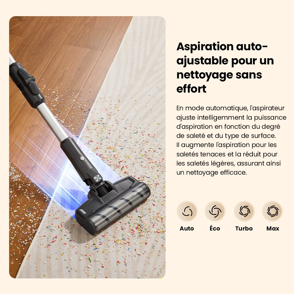 JIMMY JV9 Pro Aqua Aspirateur sans fil, 160AW puissance d’aspiration, autonomie 45min, filtre HEPA, réservoir à poussière 0,6L, réservoir d’eau 500ml, écran LED, gris