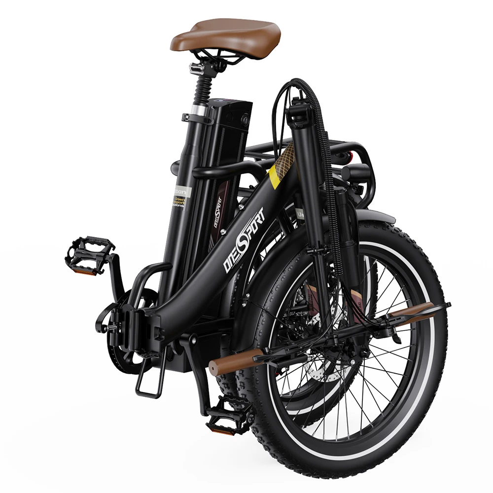 ONESPORT OT16 Electric Bike 20*3.0 inch Tires, 48V 17Ah Battery 25km/h Max Speed 3 Riding Modes 7-Speeds Disc Brakes - Black&Brown