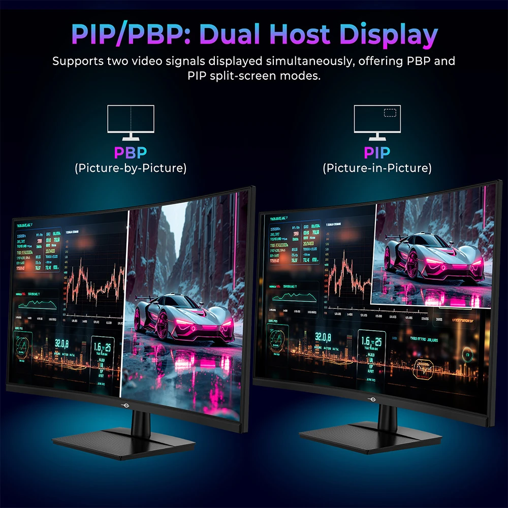 TITAN ARMY C32C1S Moniteur de jeu incurvé 1500R, panneau rapide HVA 2560 x 1440 de 31,5 pouces, taux de rafraîchissement de 260 Hz, 1 ms GTG, synchronisation adaptative, HDR400, 99 % sRGB, mode Game Plus, prise en charge de l'affichage PIP et PBP