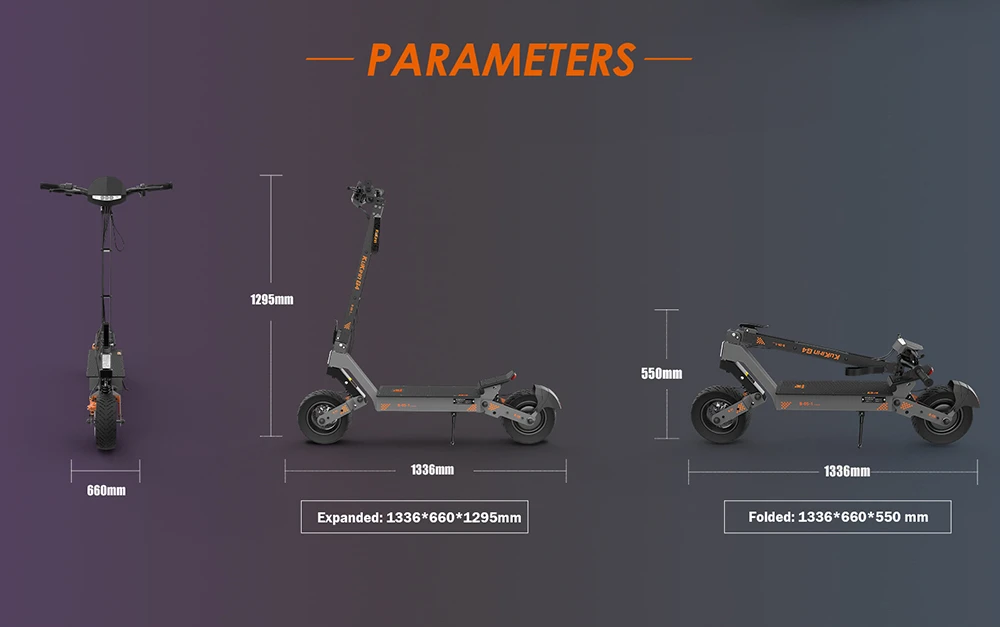 Trotinetă electrică KuKirin G4, 2 motoare de 1000 W, baterie de 60 V și 20 Ah, anvelope de 11 inch, viteză maximă de 70 km/h, autonomie de 75 km, frâne cu disc față și spate, amortizor cu patru brațe