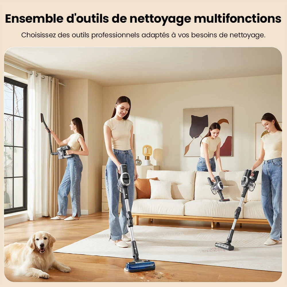 JIMMY JV9 Pro Aqua Aspirateur sans fil, 160AW puissance d’aspiration, autonomie 45min, filtre HEPA, réservoir à poussière 0,6L, réservoir d’eau 500ml, écran LED, gris