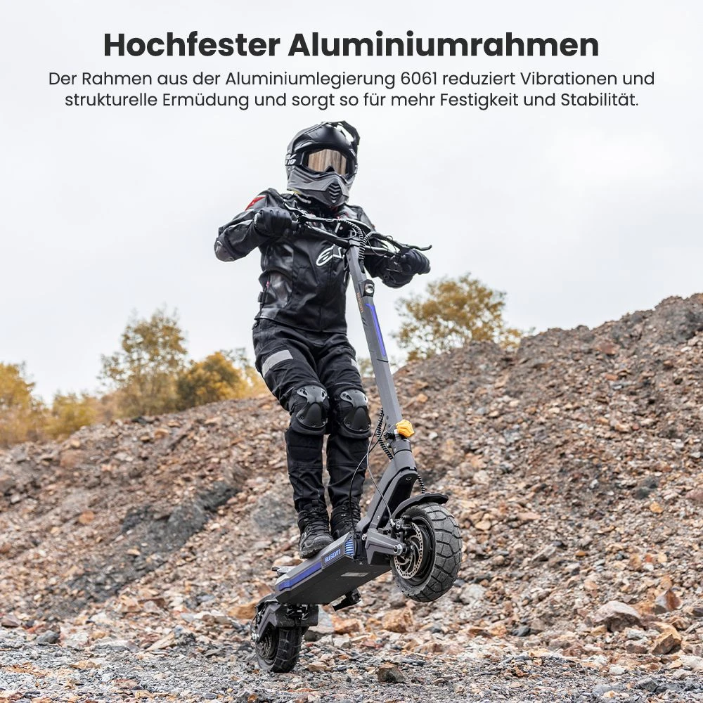Ausom DT2 Pro Elektroroller, 2 x 1100 W Motor, 52 V 23,4 Ah, 10 x 3,0 Zoll Reifen, 68 km/h Höchstgeschwindigkeit, 115 km maximale Reichweite, hydraulische Scheibenbremsen vorne und hinten, Schwingenaufhängung