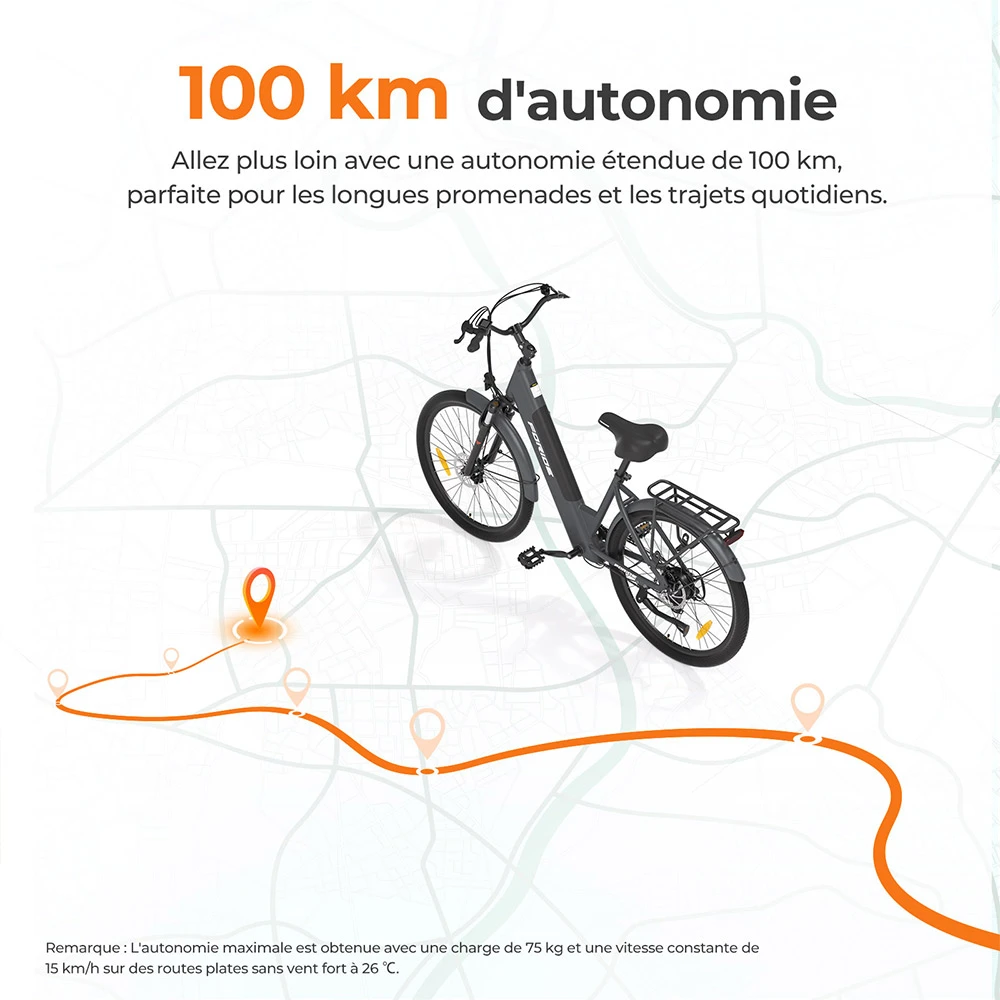 Foride Roamer 1 Vélo électrique, moteur 250 W, batterie 36 V 13 Ah, pneus 27,5 pouces, vitesse maximale 25 km/h, autonomie maximale 100 km, frein à disque, suspension avec blocage, Shimano 7 vitesses - Vert