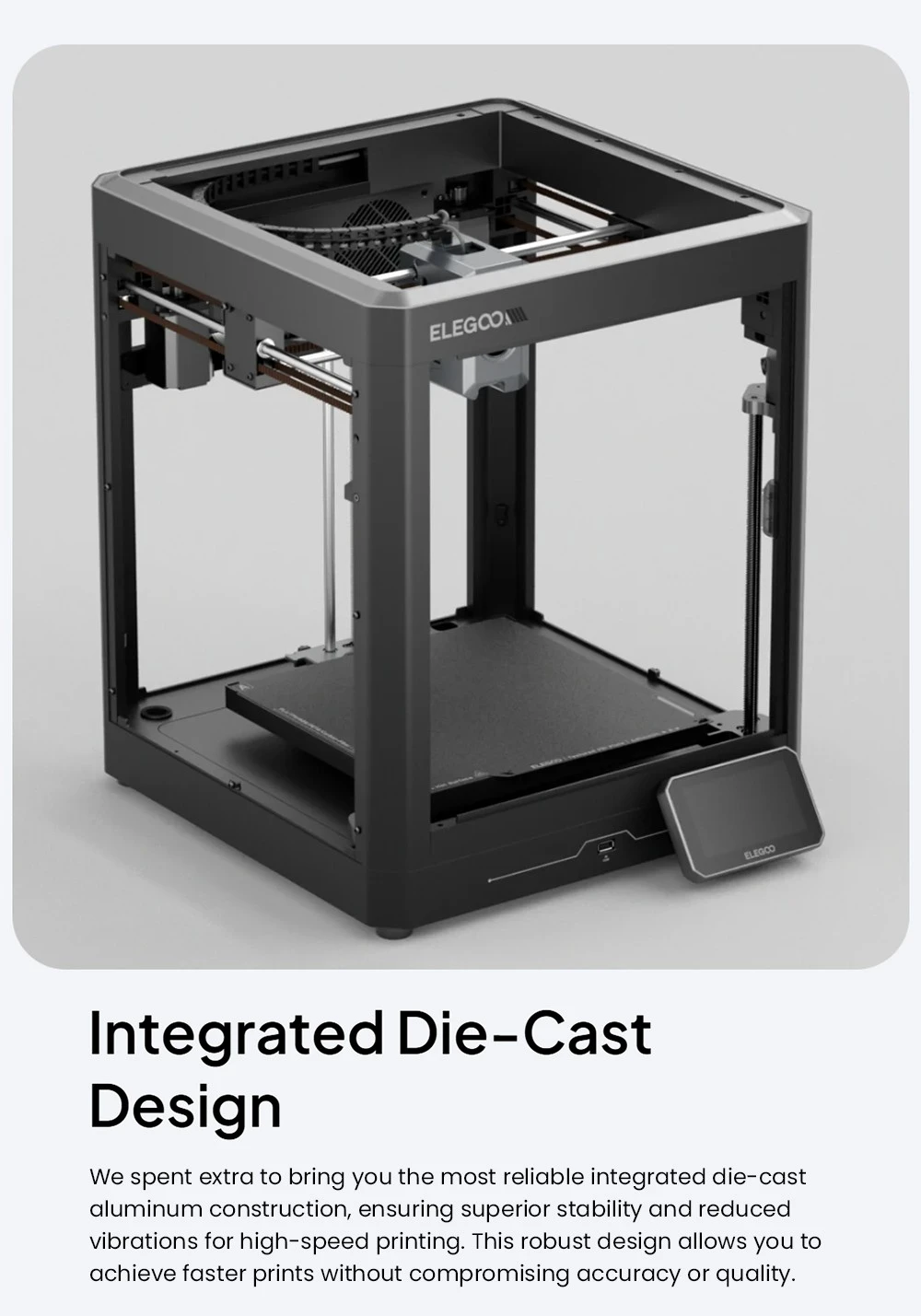 Imprimante 3D Elegoo Centauri Carbon, CoreXY haute vitesse 500 mm/s, buse 320 °C, compatible fibre de carbone/PLA/ABS, mise à niveau automatique, 256 x 256 x 256 mm
