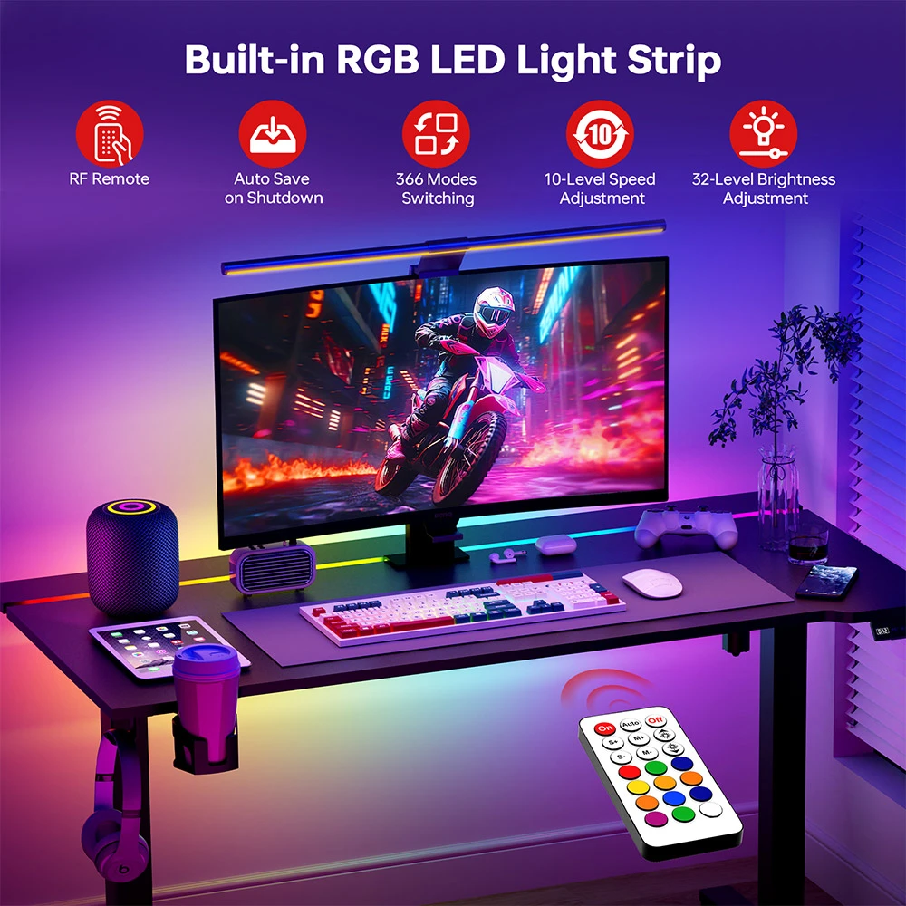 ACGAM JSD5-A1-02 Výškově nastavitelný elektrický stůl s RGB LED světelným páskem