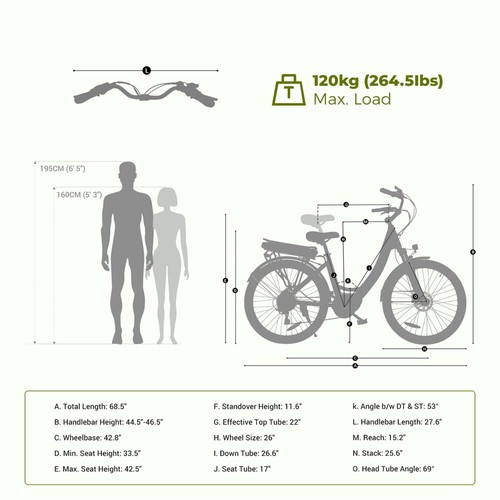 Eleglide C2 Electric Bike, 250W Mid-drive Motor, 36V 13Ah Battery, 26 inch Tires, 25km/h Max Speed, 100km Range, Hydraulic Disc Brake, Suspension with Lockout, Shimano 7-speed