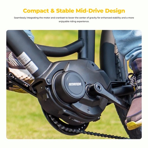 Eleglide C2 Electric Bike, 250W Mid-drive Motor, 36V 13Ah Battery, 26 inch Tires, 25km/h Max Speed, 100km Range, Hydraulic Disc Brake, Suspension with Lockout, Shimano 7-speed