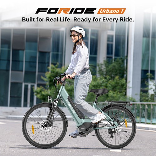 Foride Urbano 1 Electric Bike, 250W Mid-drive Motor, 36V 13Ah Battery, 26 inch Tires, 25km/h Max Speed, 110km Range, Hydraulic Disc Brake, Suspension Fork with Lockout, Shimano 7-speed