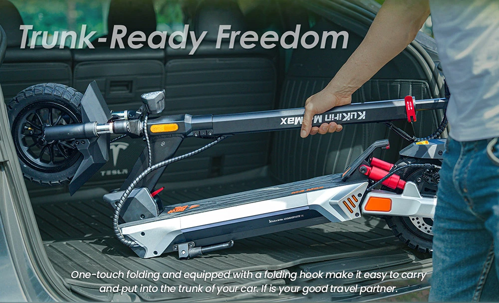 Trottinette électrique KuKirin M4 Max, moteur 800 W, batterie 48 V 18,2 Ah, pneus 10 pouces, vitesse maximale 45 km/h, autonomie 64 km, freins à disque avant et arrière, suspension à ressorts.