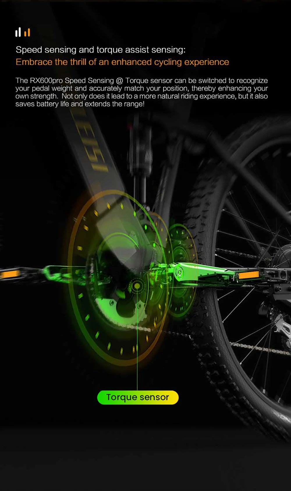 Bicicletta elettrica LANKELEISI RX600PRO, motore da 250 W, batteria da 48 V 20 Ah, pneumatici da 29 pollici, velocità massima 25 km/h, autonomia 150 km, freno a disco idraulico, ammortizzatore a molla idraulica, cambio Shimano a 8 velocità - Nero/Giallo