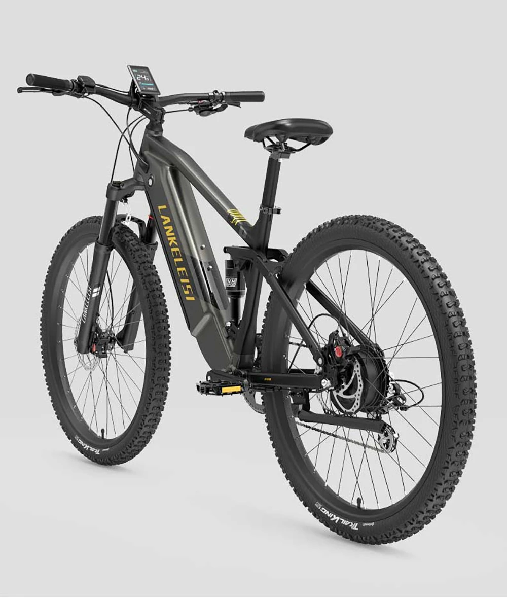 Bicicletta elettrica LANKELEISI RX600PRO, motore da 250 W, batteria da 48 V 20 Ah, pneumatici da 29 pollici, velocità massima 25 km/h, autonomia 150 km, freno a disco idraulico, ammortizzatore a molla idraulica, cambio Shimano a 8 velocità - Nero/Giallo