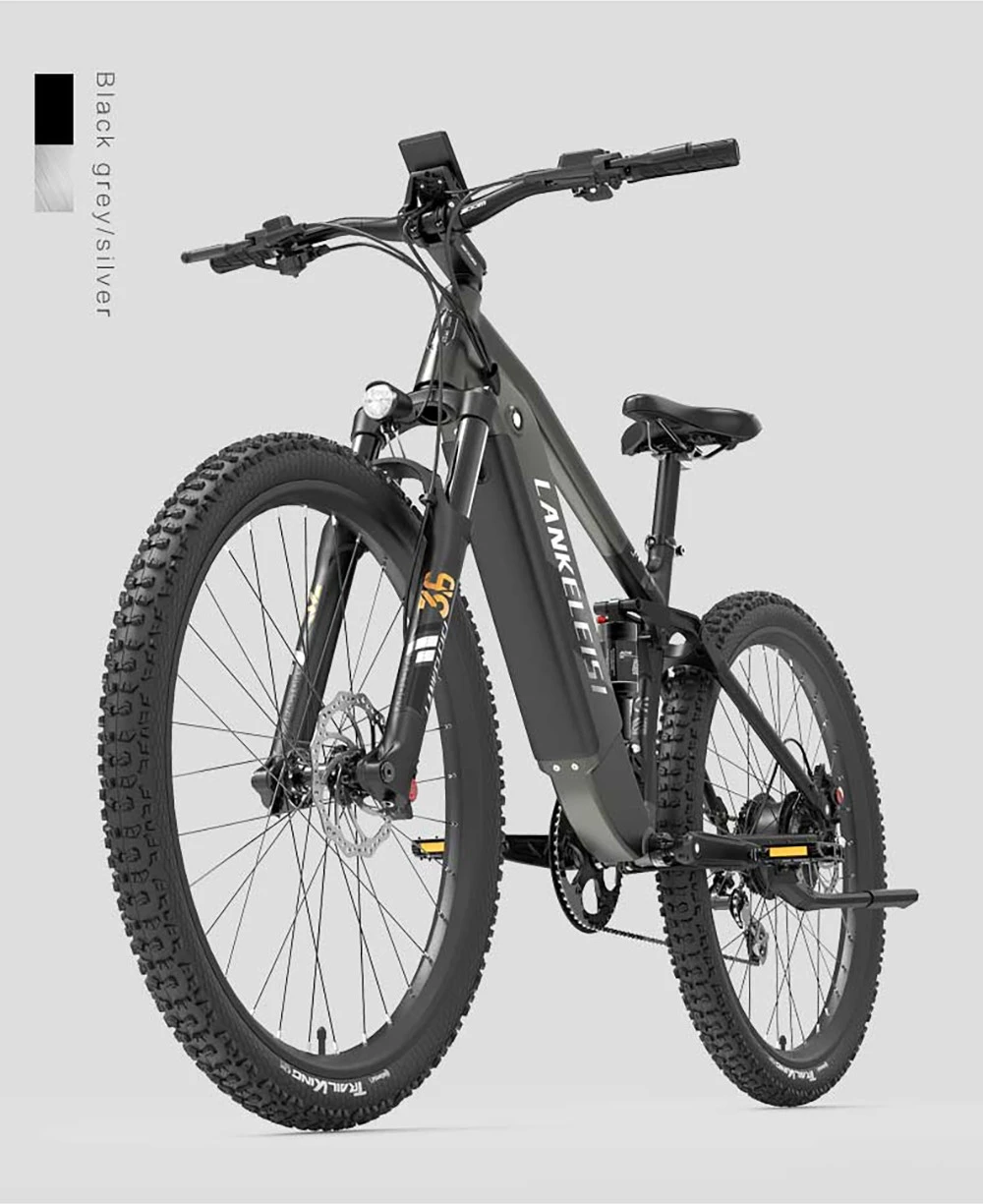 Bicicletta elettrica LANKELEISI RX600PRO, motore da 250 W, batteria da 48 V 20 Ah, pneumatici da 29 pollici, velocità massima 25 km/h, autonomia 150 km, freno a disco idraulico, ammortizzatore a molla idraulica, cambio Shimano a 8 velocità - Nero/Giallo