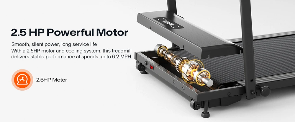 Cinta de córrer SYSURO S1L MIX, motor de 2.5 CV, velocitat de 0.6 a 6.2 MPH, mode HIIT, inclinació del 9%, zona de moviment de 5 capes, <45 dB Silenciosa, plegable
