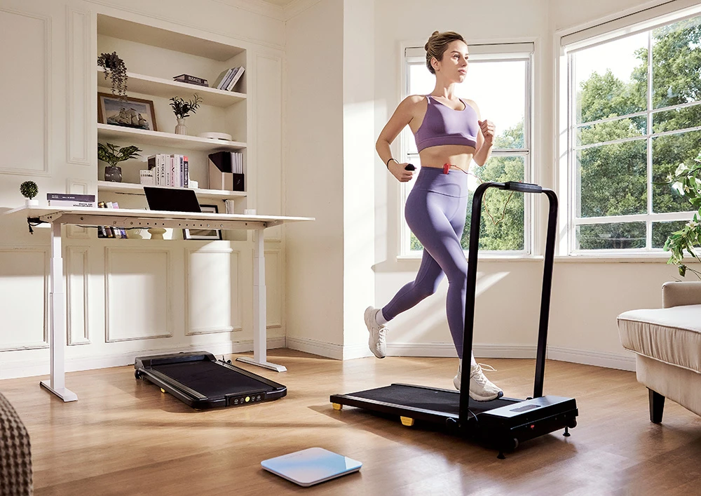 Cinta de córrer SYSURO S1L MIX, motor de 2.5 CV, velocitat de 0.6 a 6.2 MPH, mode HIIT, inclinació del 9%, zona de moviment de 5 capes, <45 dB Silenciosa, plegable