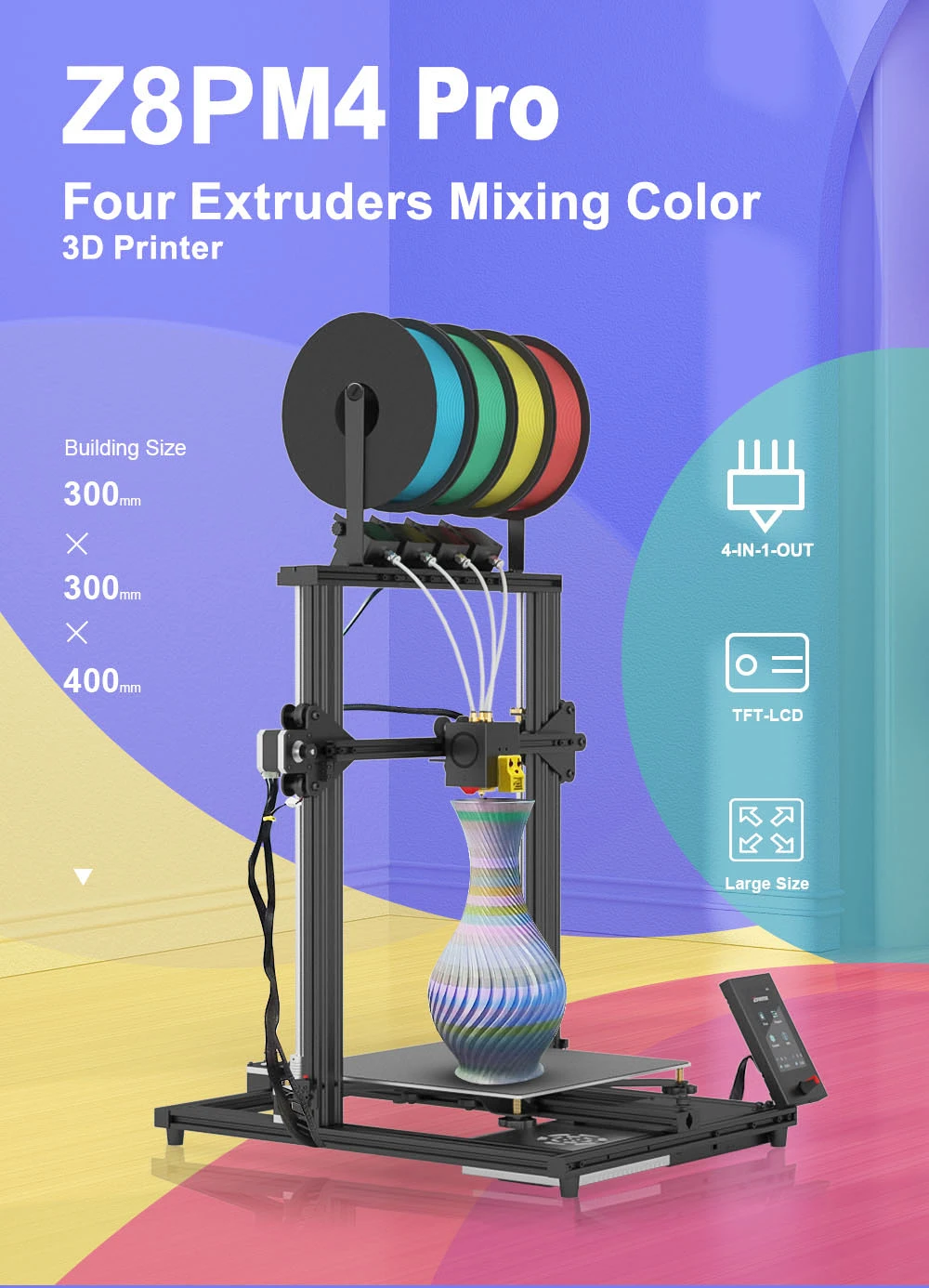 Féláron a csúcsmodellek: Refurbished kiárusítás a Geekbuyingon és a Banggoodon! 104 Zonestar Z8PM4 Pro 3D printer color mixing 4 extruder